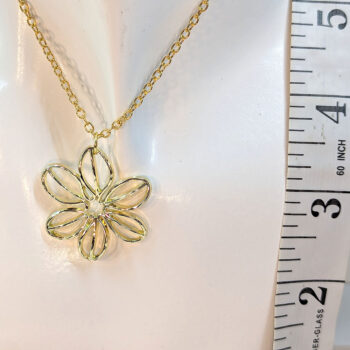 Hollow Flower Pendant Necklace Gold - Image 6