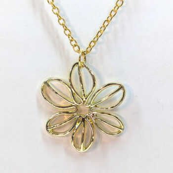 Hollow Flower Pendant Necklace Gold - Image 5