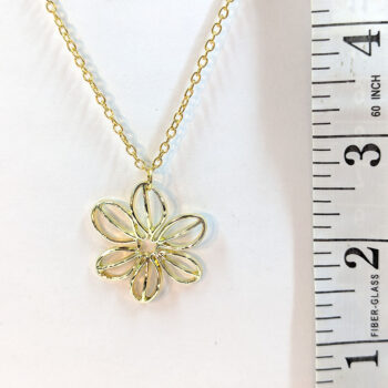 Hollow Flower Pendant Necklace Gold - Image 2