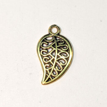 Small Hollow Leaf Charm Antique Gold