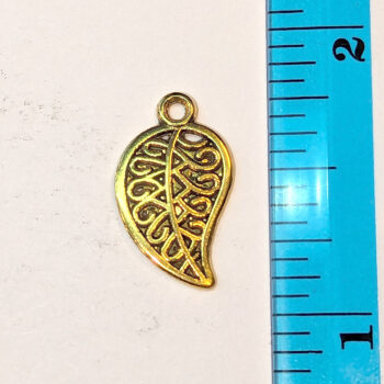 Small Hollow Leaf Charm Antique Gold - Image 2