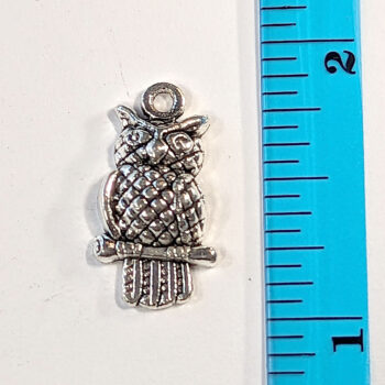 Small Owl on Branch Charm Antique Silver - Image 4