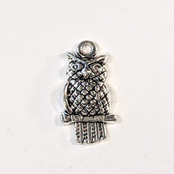 Small Owl on Branch Charm Antique Silver - Image 5