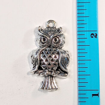 Owl Charm on Branch Antique Silver - Image 2