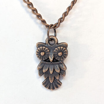 Owl Pendant Necklace Antique Copper