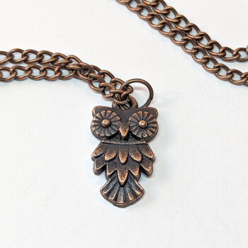 Owl Pendant Necklace Antique Copper - Image 3