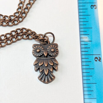 Owl Pendant Necklace Antique Copper - Image 2