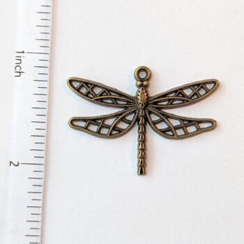 Hollow Cutout Dragonfly Pendant Antique Bronze - Image 2