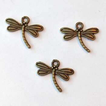 Dragonfly Curved Tail Charm Small Antique Bronze