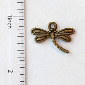 Dragonfly Curved Tail Charm Small Antique Bronze - Image 2