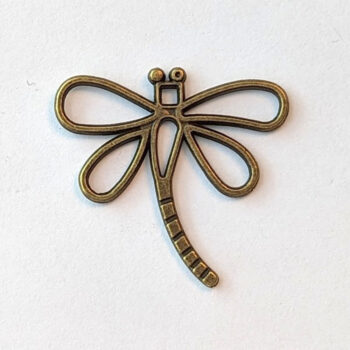 Hollow Dragonfly Curved Tail Pendant Antique Bronze