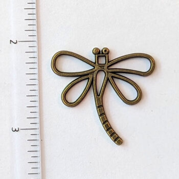 Hollow Dragonfly Curved Tail Pendant Antique Bronze - Image 2