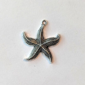 Textured Starfish Charm Antique Silver