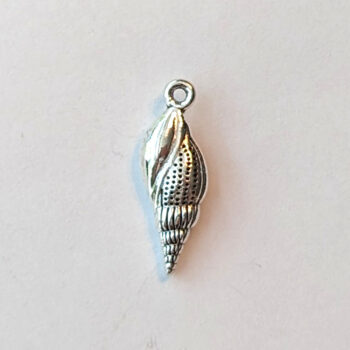 Banded Double Sided Tulip Shell Charm Antique Silver - Image 3