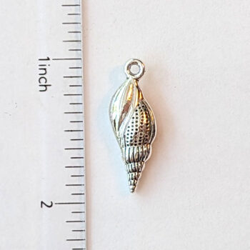 Banded Double Sided Tulip Shell Charm Antique Silver - Image 2