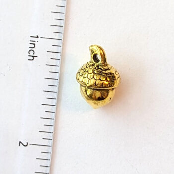 Acorn Charm Round Antique Gold - Image 2