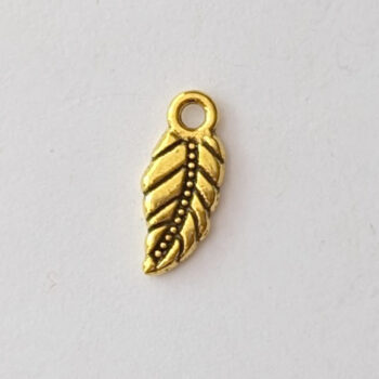 Small Double Sided Leaf Charm Antique Gold - Image 3