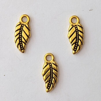 Small Double Sided Leaf Charm Antique Gold