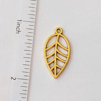 Hollow Small Leaf Charm Antique Gold - Image 2