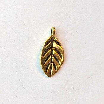 Dainty Small Leaf Charm Antique Gold - Image 3