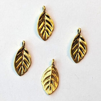 Dainty Small Leaf Charm Antique Gold