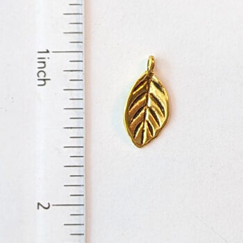 Dainty Small Leaf Charm Antique Gold - Image 2