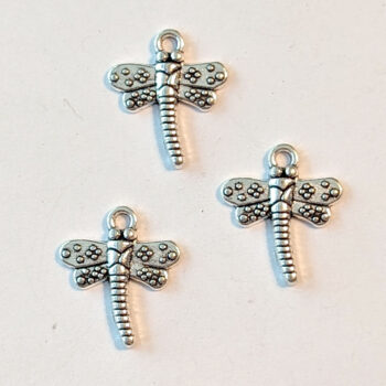 Dragonfly Charm Small Dainty Antique Silver