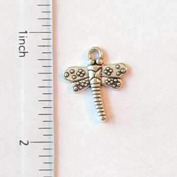 Dragonfly Charm Small Dainty Antique Silver - Image 3