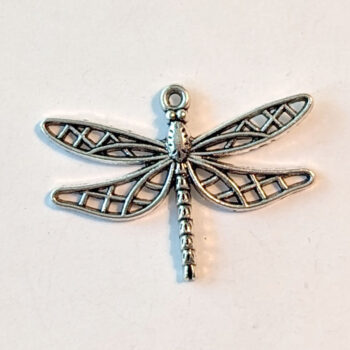 Hollow Cutout Dragonfly Pendant Antique Silver