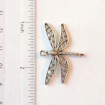 Hollow Cutout Dragonfly Pendant Antique Silver - Image 2