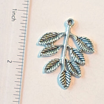 Branch with Leaves Leaf Pendant Antique Silver - Image 2