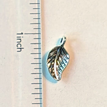 Small Delicate Leaf Charm Antique Silver - Image 2