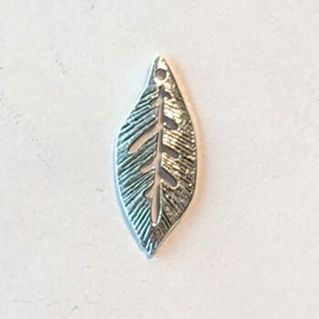 Small Pointy Oval Leaf Charm Antique Silver