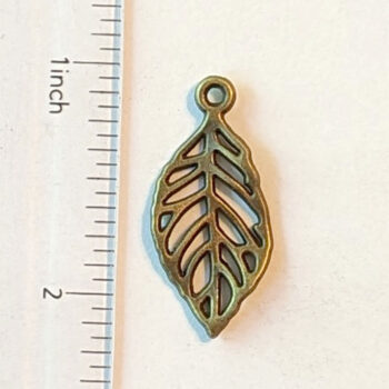 Small Hollow Leaf Charm Antique Bronze - Image 2