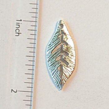 Small Pointy Oval Leaf Charm Antique Silver - Image 3