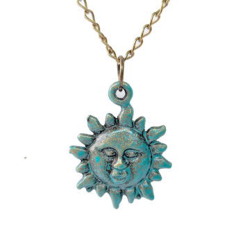 Antique Bronze Patina Sun Vintage Style Necklace