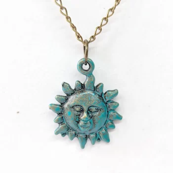 Antique Bronze Patina Sun Vintage Style Necklace - Image 4