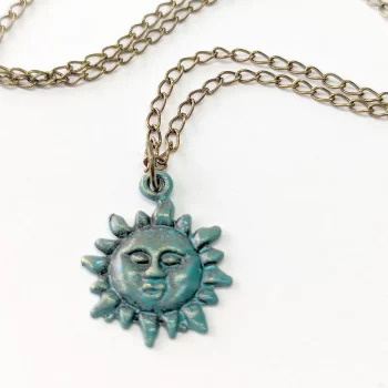 Antique Bronze Patina Sun Vintage Style Necklace - Image 5