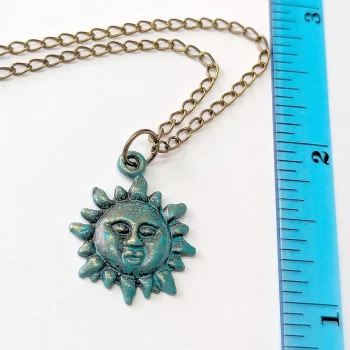 Antique Bronze Patina Sun Vintage Style Necklace - Image 2