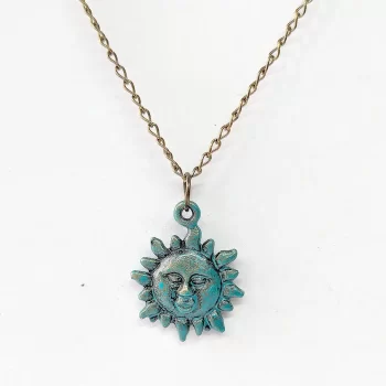 Antique Bronze Patina Sun Vintage Style Necklace - Image 3