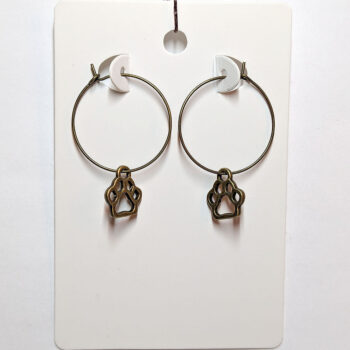 Hollow Dog Puppy Paw Prints Antique Bronze Earrings - Image 4