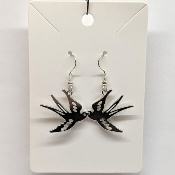 Flying Sparrow Bird Silver Earrings - Image 4