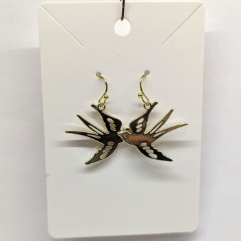 Flying Sparrow Bird Gold Earrings - Image 5