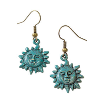 Sun Antique Bronze Patina Vintage Style Earrings