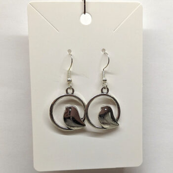 Antique Silver Partridge in Hoop Earrings - Image 3