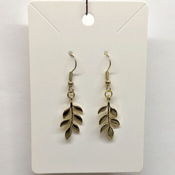 Branch with Leaf Leaves Gold Earrings - Image 5