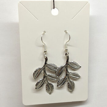 Large Lightweight Branch with Leaf Leaves Silver Earrings - Image 4