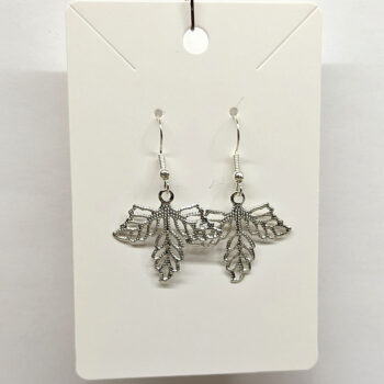 Filigree Lightweight Leaf Leaves Silver Earrings - Image 4