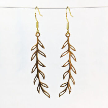 Gold Stainless Steel Long Leaf Hollow Earrings - Image 6