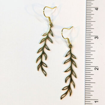 Gold Stainless Steel Long Leaf Hollow Earrings - Image 7